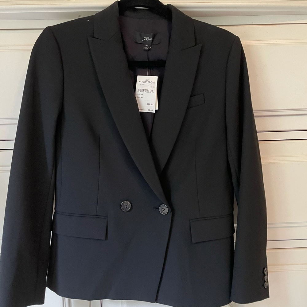 J Crew NWT double breasted blazer 4P in Black